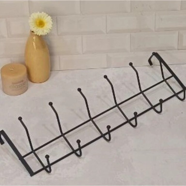 چوب لباس پشت درب مشکی سرساچمه 6شاخه پس کرایه
