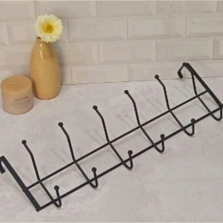 چوب لباس پشت درب مشکی سرساچمه 6شاخه پس کرایه
